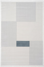 Farahan Krem Mavi  Geometrik Desenli Halı A0859A