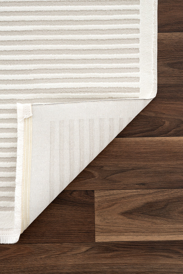 Farahan Krem Mavi  Geometrik Desenli Halı A0859A