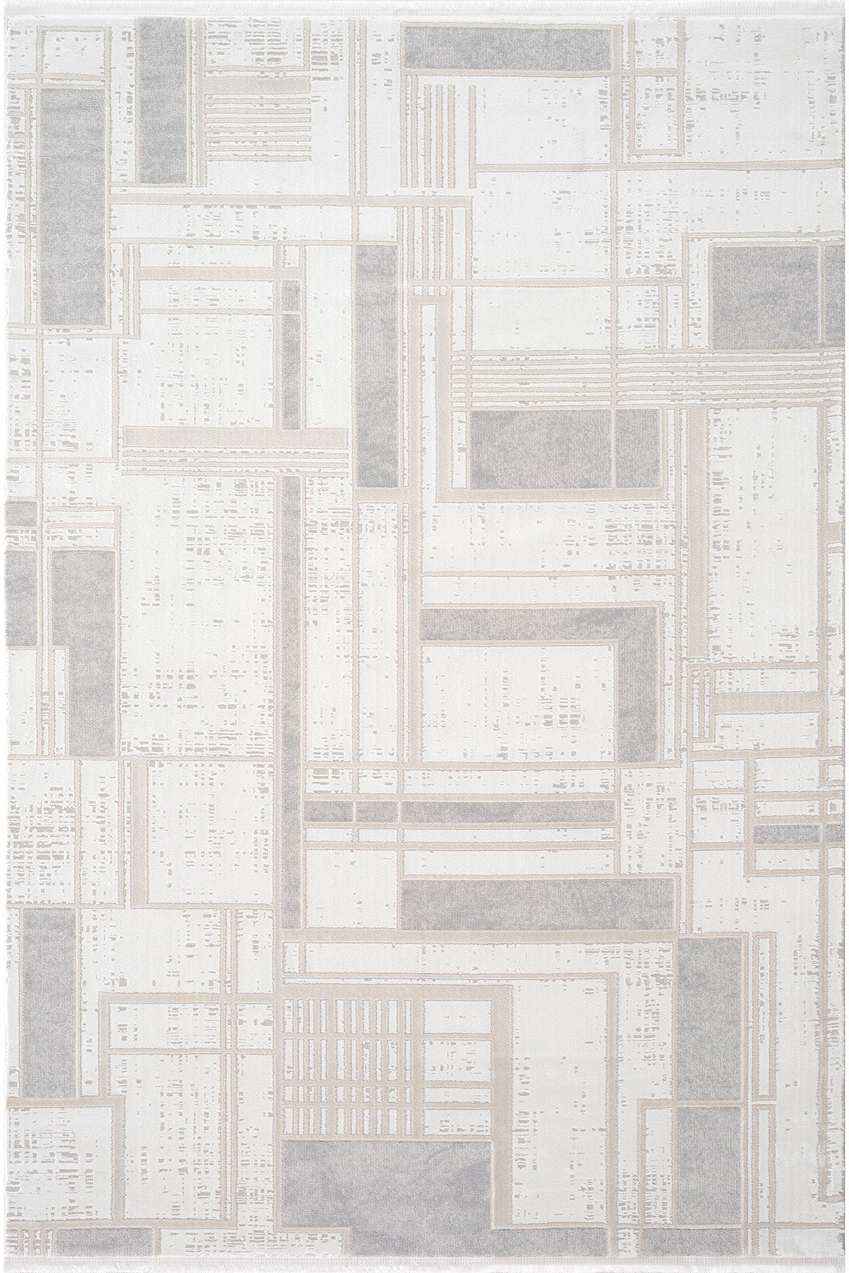 Farahan Gri Bej Geometrik Tozumaz Salon Koridor Balkon Teras Bahçe Oturma Odası Halısı A0860A