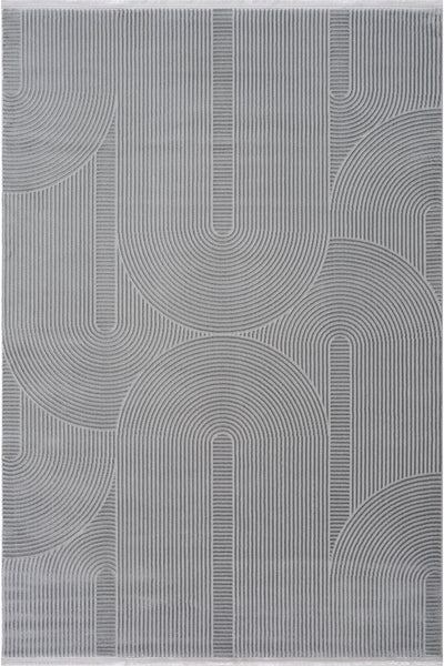 Farahan Gri  Geometrik Desenli Halı A0861A