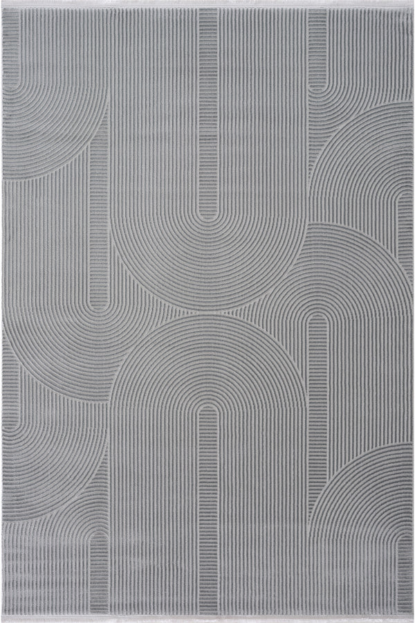 Farahan Gri  Geometrik Desenli Halı A0861A