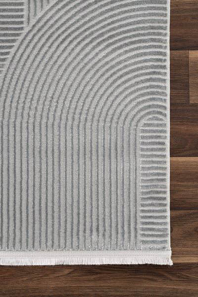 Farahan Gri  Geometrik Desenli Halı A0861A