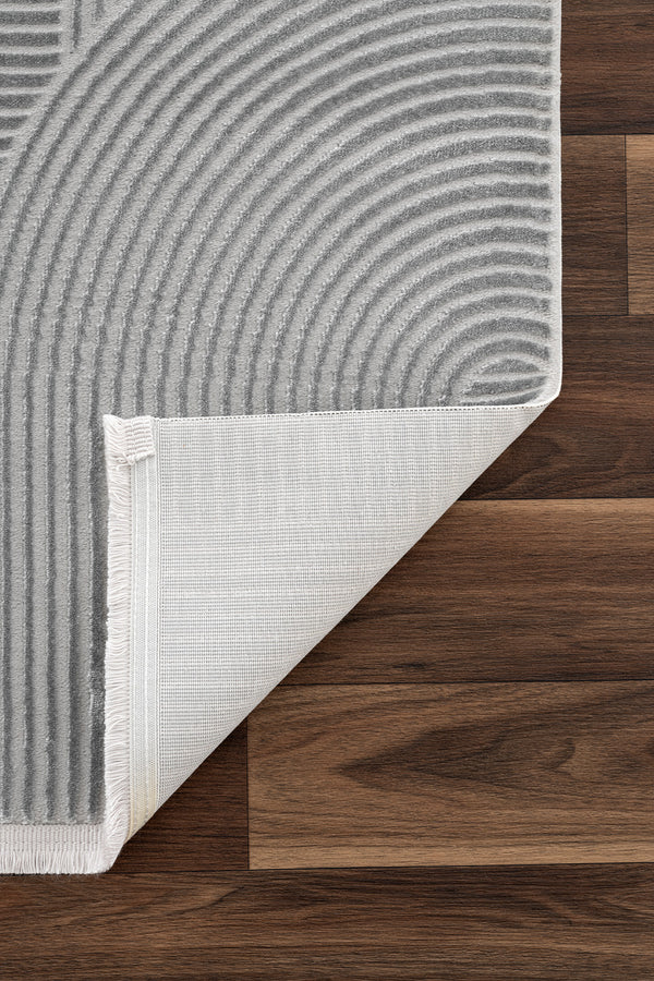 Farahan Gri  Geometrik Desenli Halı A0861A