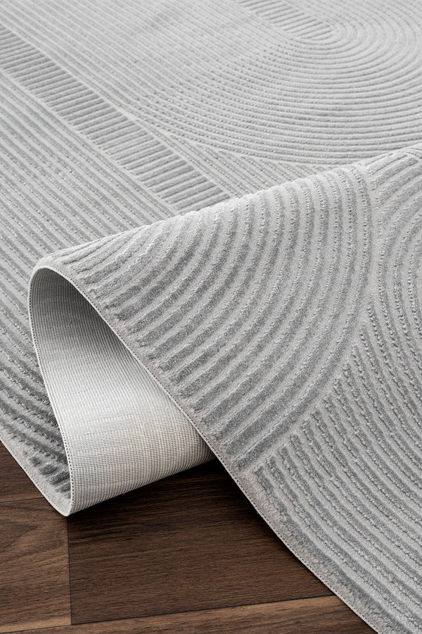 Farahan Gri  Geometrik Desenli Halı A0861A