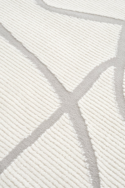 Farahan Krem Gri  Geometrik Desenli Halı A0858A