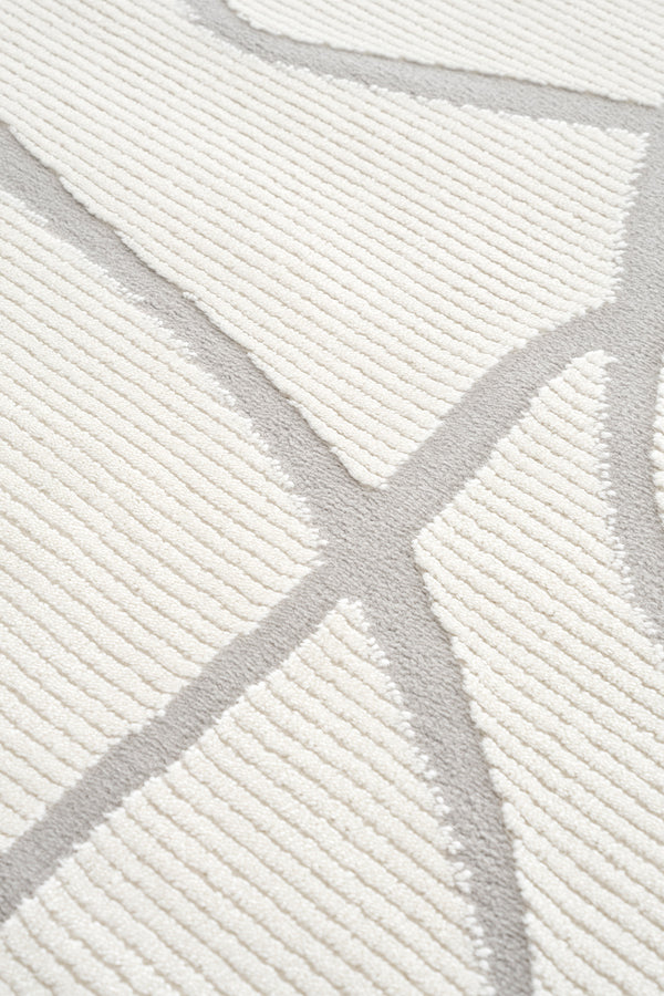 Farahan Krem Gri  Geometrik Desenli Halı A0858A