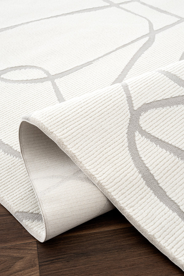 Farahan Krem Gri  Geometrik Desenli Halı A0858A