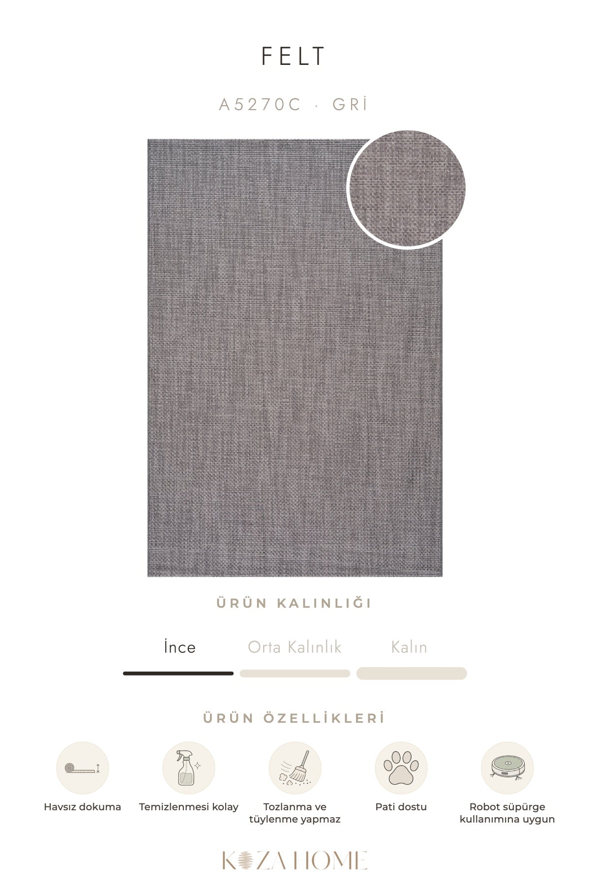 Calvin Klein Felt Gri Halı A5270C