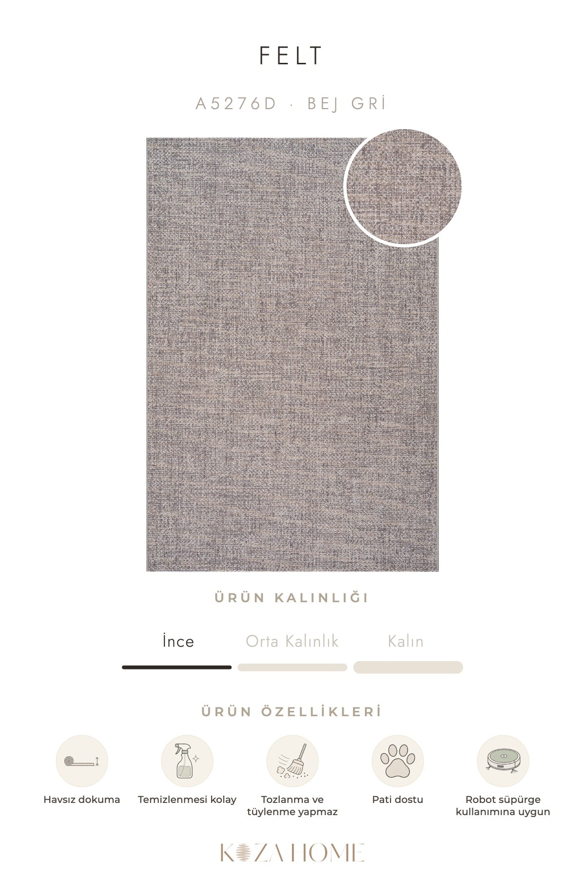 Calvin Klein Felt Bej Gri Halı A5276D
