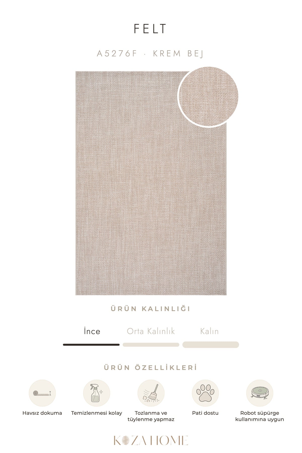 Calvin Klein Felt Krem Bej Halı A5276F