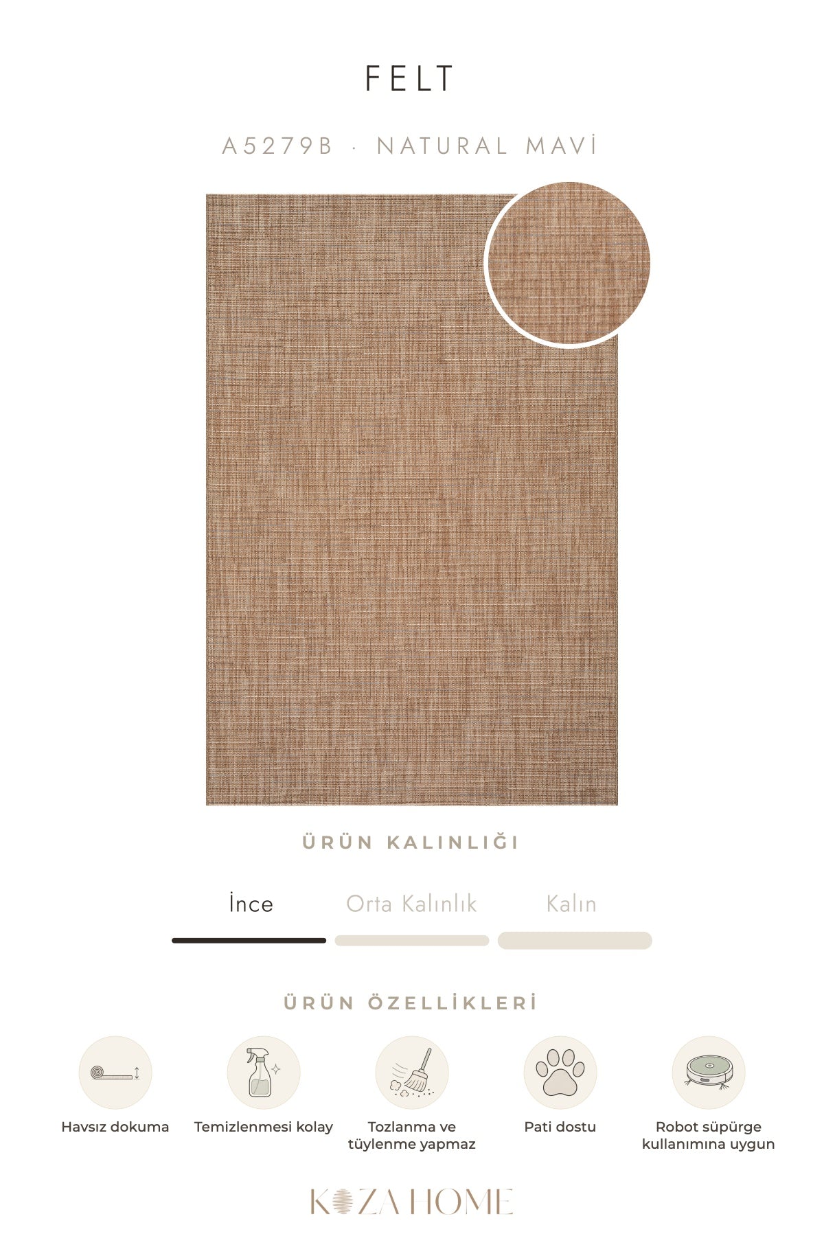 Calvin Klein Felt Natural Mavi Halı A5279B