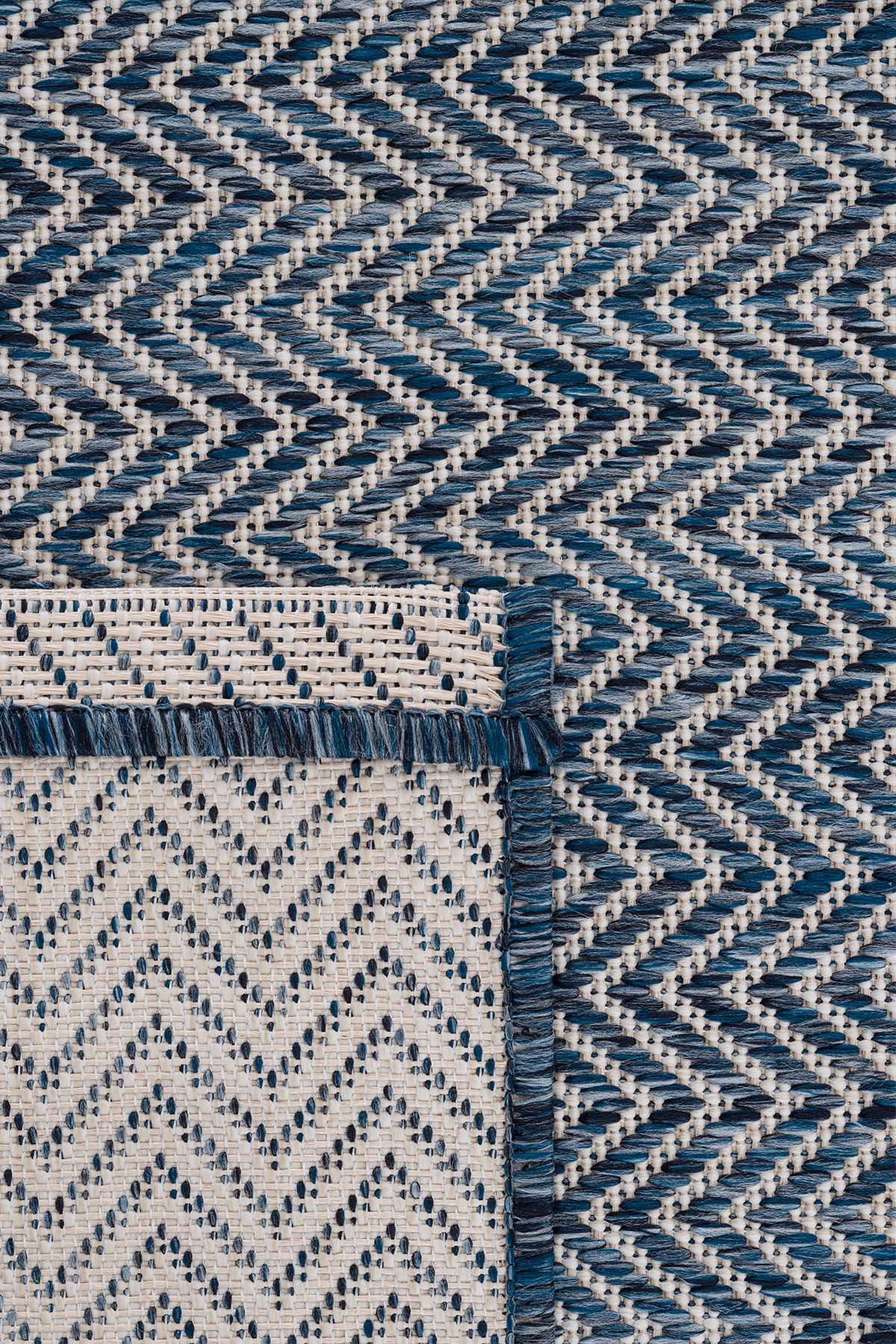 Fresco Ekru Lacivert İskandinav Jüt Yıkanabilir Halı Kilim Balkon Teras Salon Koridor Halısı 20522A