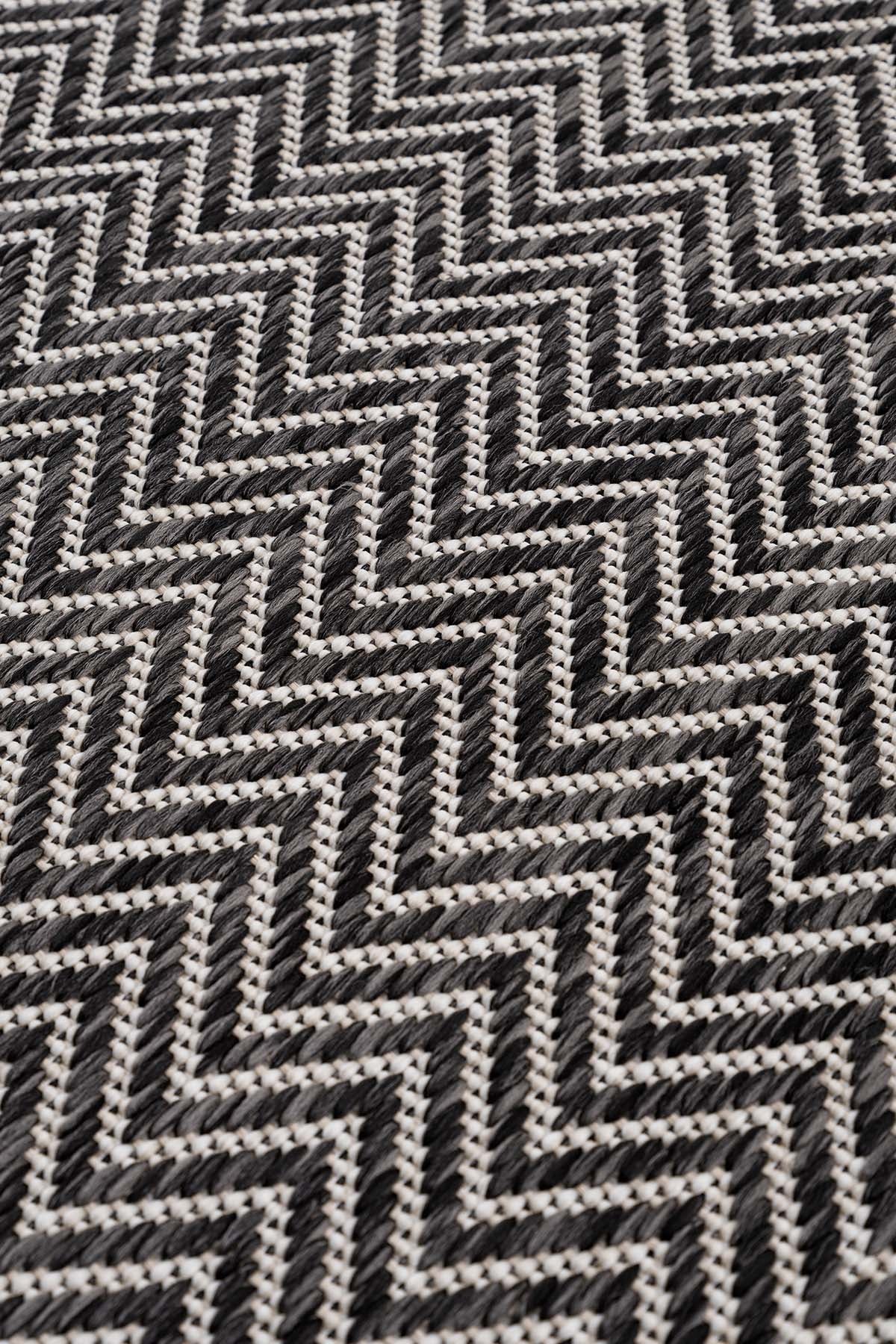 Fresco Ekru Siyah İskandinav Jüt Yıkanabilir Halı Kilim Balkon Teras Mutfak Salon Koridor Halısı 20522A