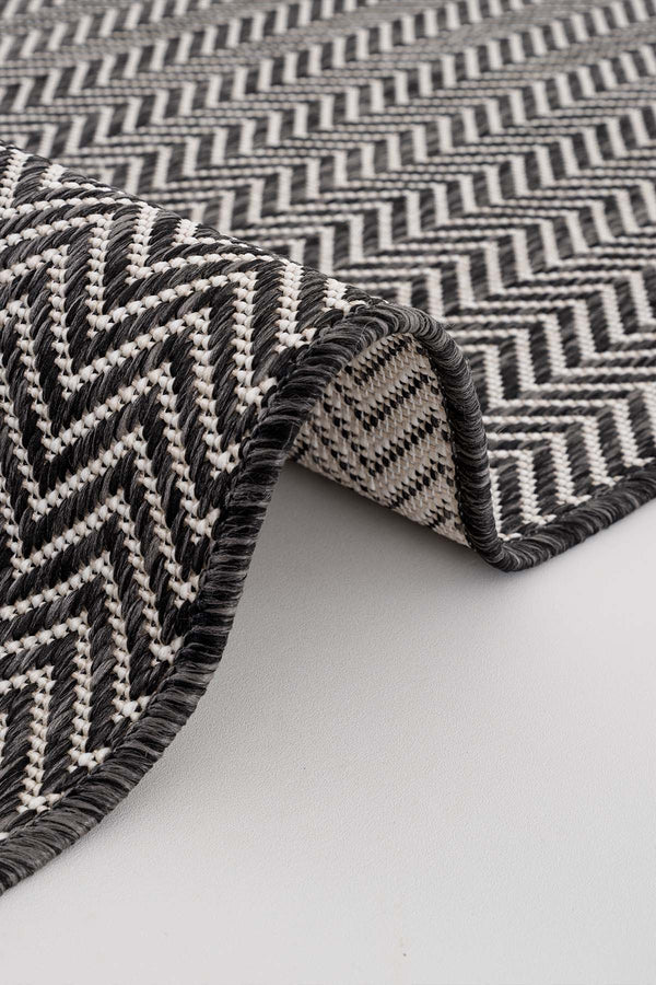 Fresco Ekru Siyah Yıkanabilir Halı 20522A