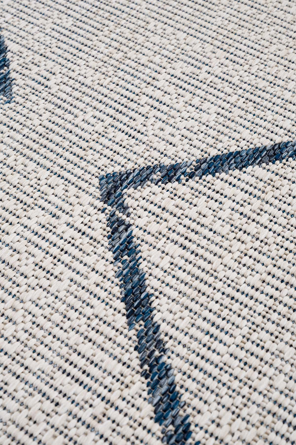 Fresco Ekru Lacivert Yıkanabilir Halı 22563A