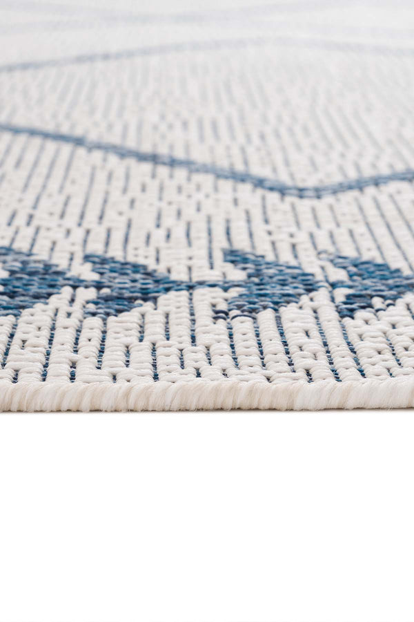 Fresco Ekru Lacivert Yıkanabilir Halı 22563A