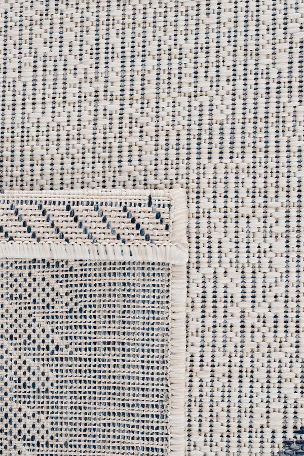 Fresco Ekru Lacivert Yıkanabilir Halı 22563A