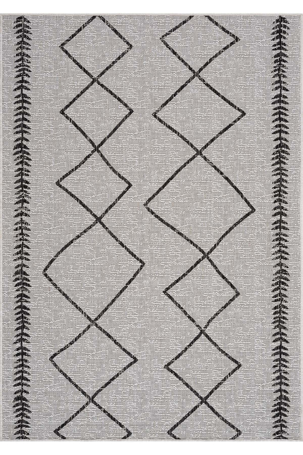 Fresco Ekru Siyah Yıkanabilir Halı 22563A