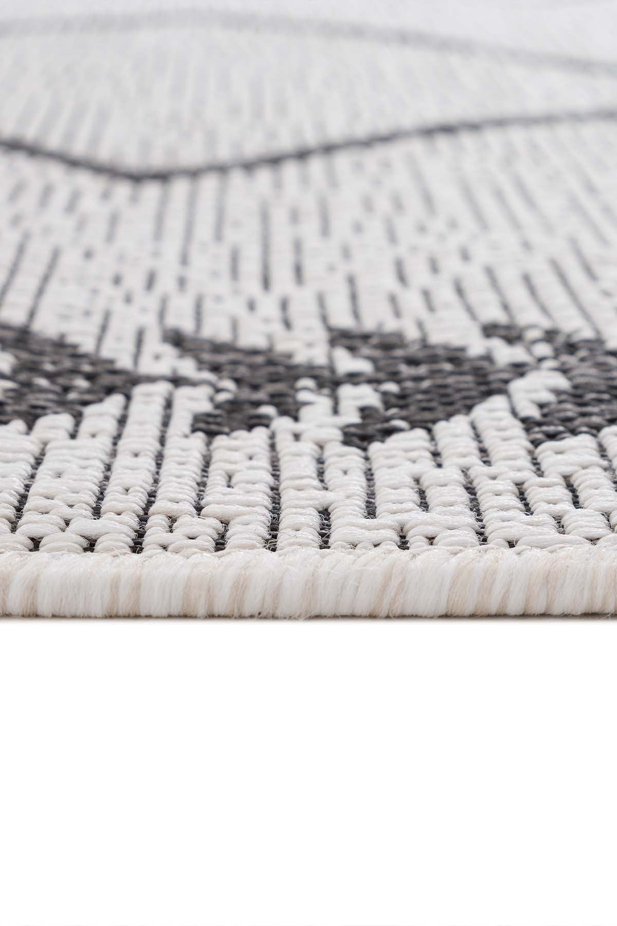 Fresco Ekru Siyah İskandinav Jüt Yıkanabilir Halı Kilim Balkon Teras Mutfak Salon Koridor Halısı 22563A