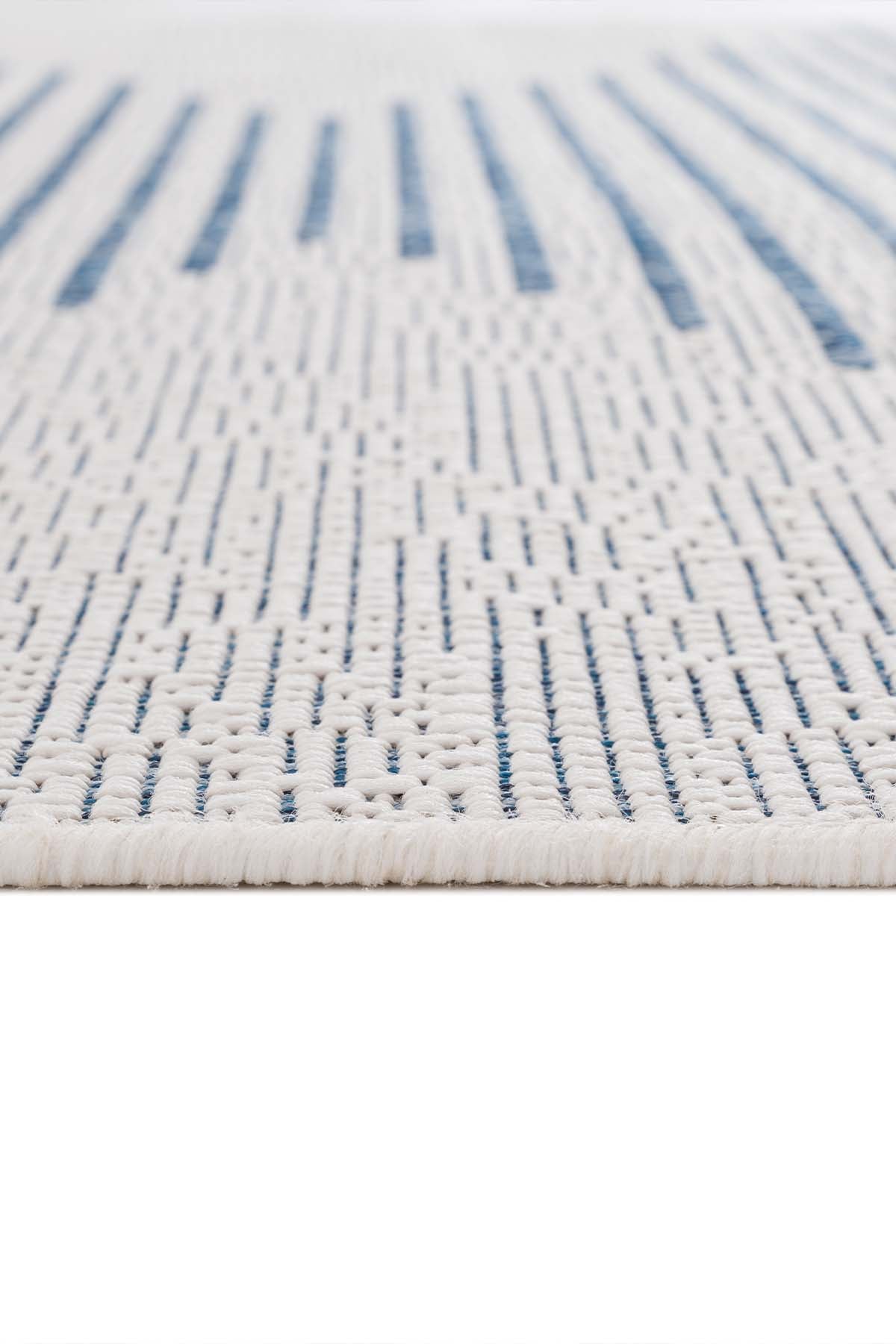 Fresco Ekru Lacivert İskandinav Jüt Yıkanabilir Halı Kilim Balkon Teras Salon Koridor Halısı 22835A