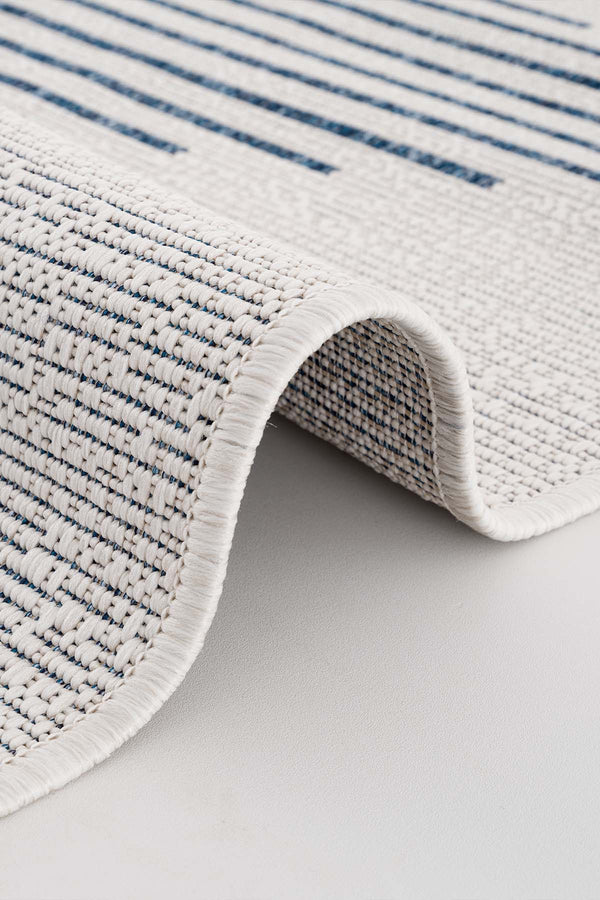 Fresco Ekru Lacivert Yıkanabilir Halı 22835A