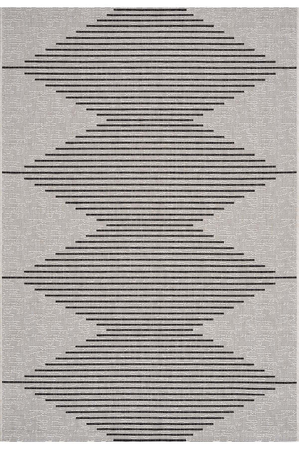 Fresco Ekru Siyah Yıkanabilir Halı 22835A