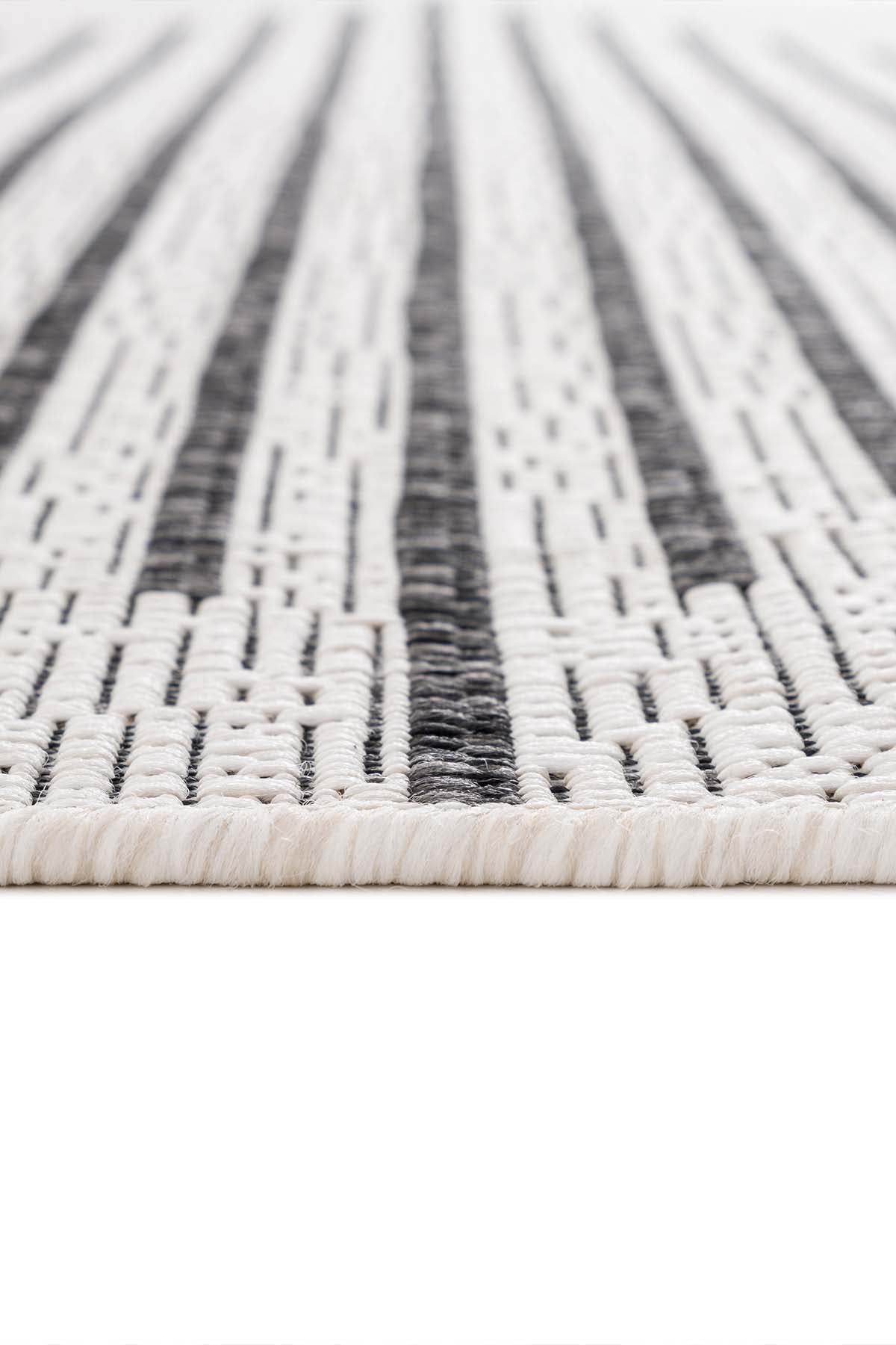Fresco Ekru Siyah İskandinav Jüt YıkanabilirHalı Kilim Balkon Teras Mutfak Salon Koridor Halısı 22835A