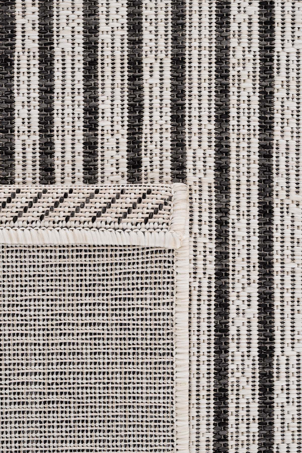 Fresco Ekru Siyah İskandinav Jüt YıkanabilirHalı Kilim Balkon Teras Mutfak Salon Koridor Halısı 22835A
