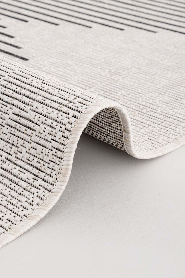 Fresco Ekru Siyah Yıkanabilir Halı 22835A