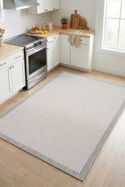 Fresco Antrasit Ekru Yıkanabilir Halı 23745A