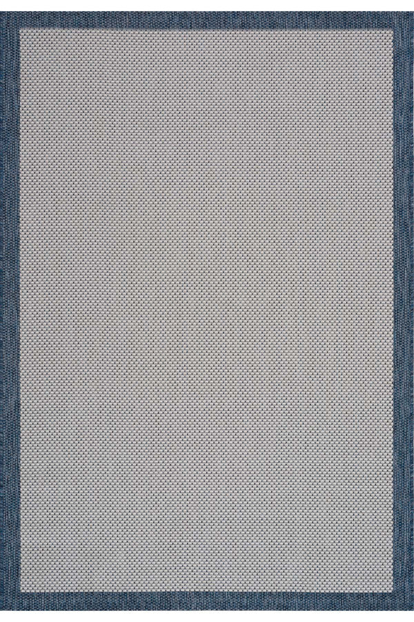 Fresco Ekru Lacivert Yıkanabilir Halı 23745A