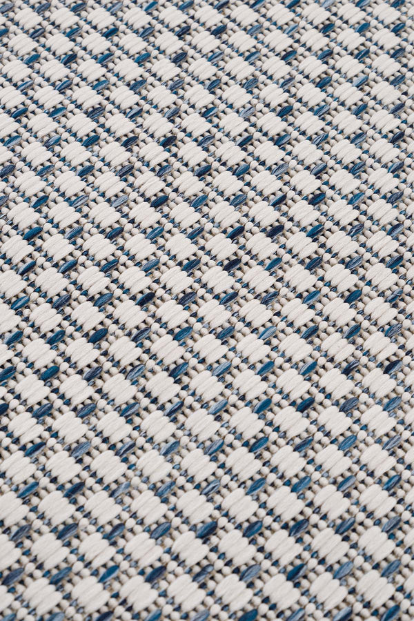 Fresco Ekru Lacivert Yıkanabilir Halı 23745A