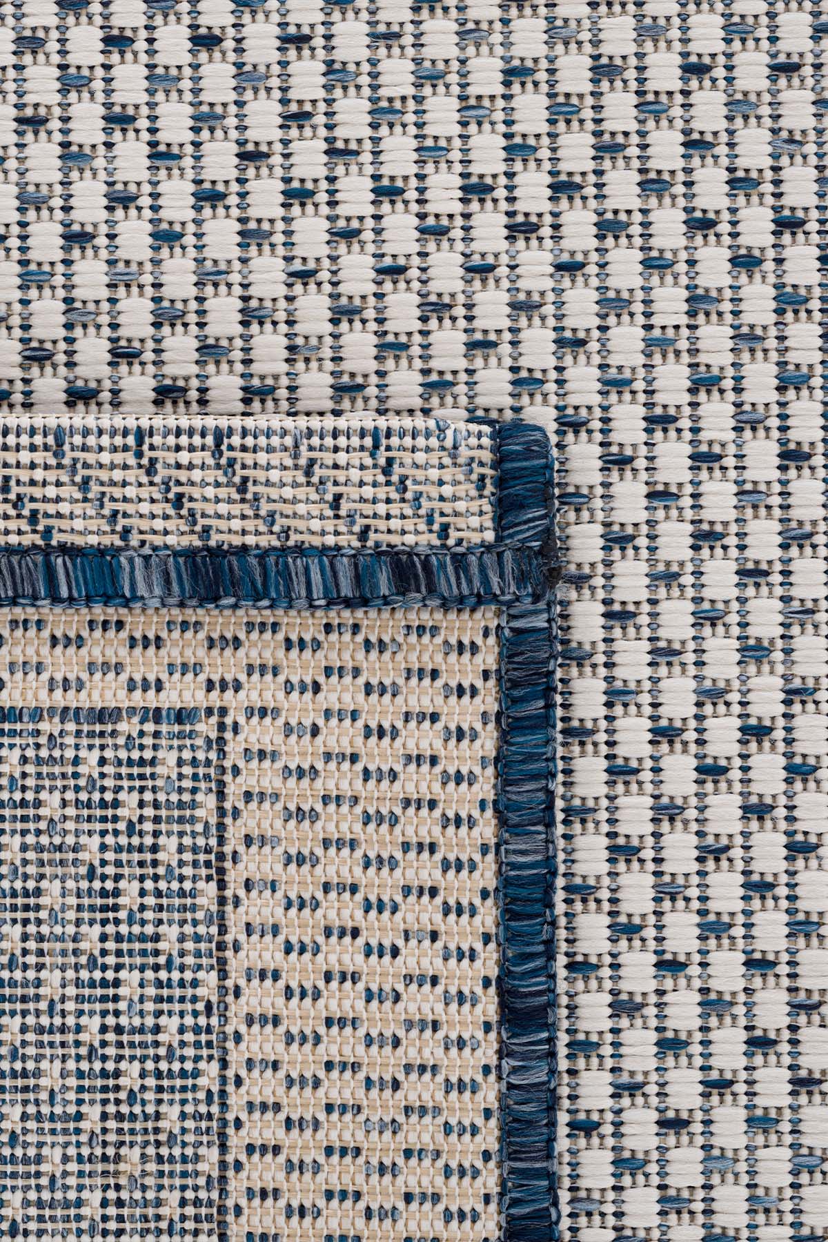 Fresco Ekru Lacivert İskandinav Jüt Yıkanabilir Halı Kilim Balkon Teras Salon Koridor Halısı 23745A