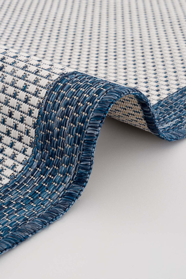 Fresco Ekru Lacivert Yıkanabilir Halı 23745A