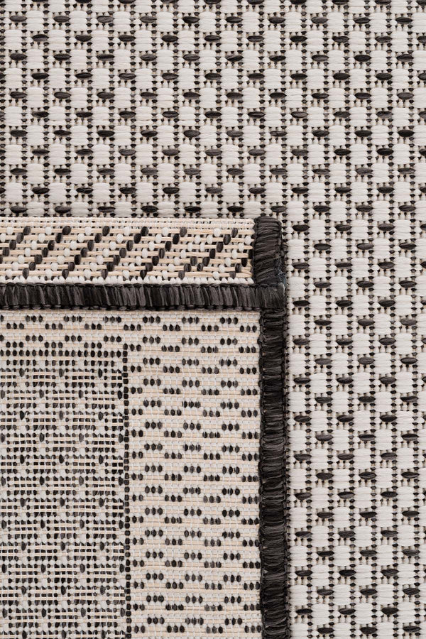 Fresco Ekru Siyah Yıkanabilir Halı 23745A