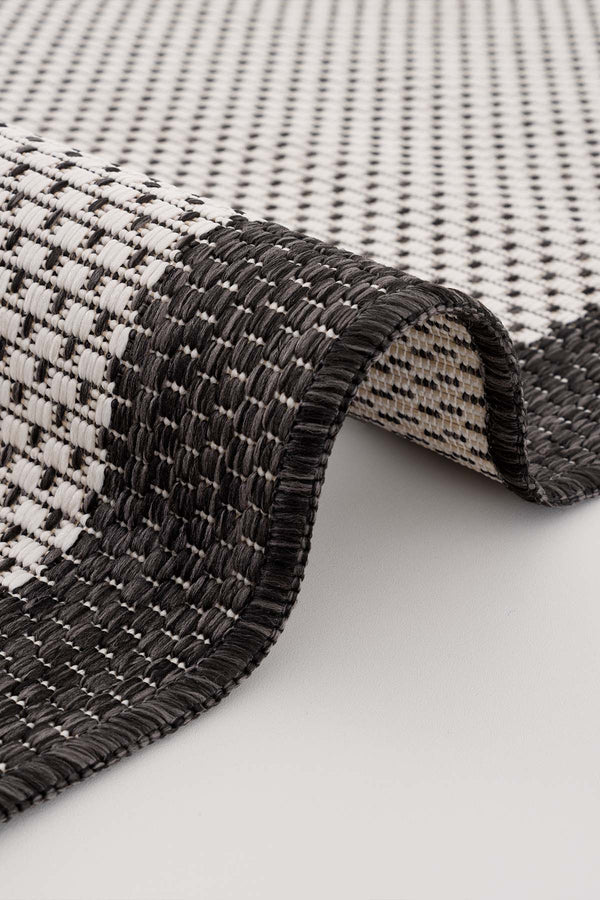 Fresco Ekru Siyah Yıkanabilir Halı 23745A