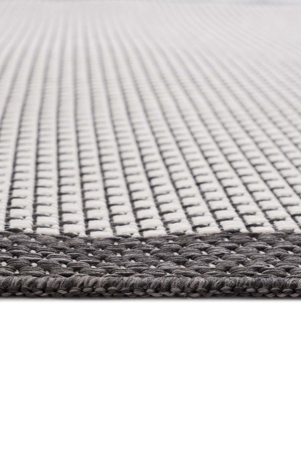 Fresco Ekru Siyah Yıkanabilir Halı 23745A