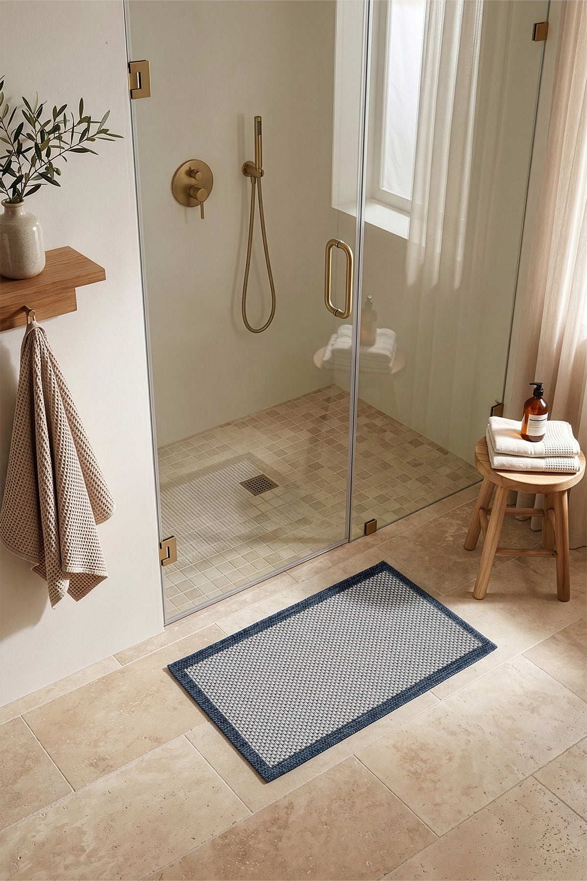 Fresco Ekru Lacivert Sisal Paspas 23745P