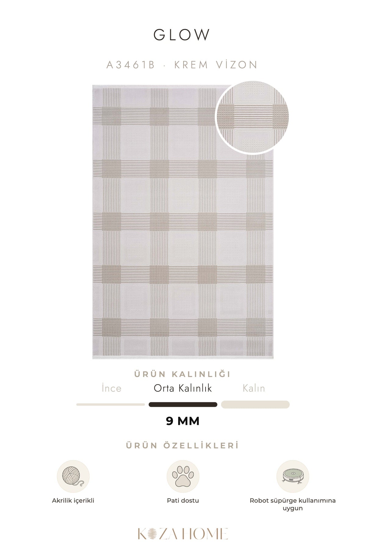 Calvin Klein Glow Krem Vizon Halı A3461B