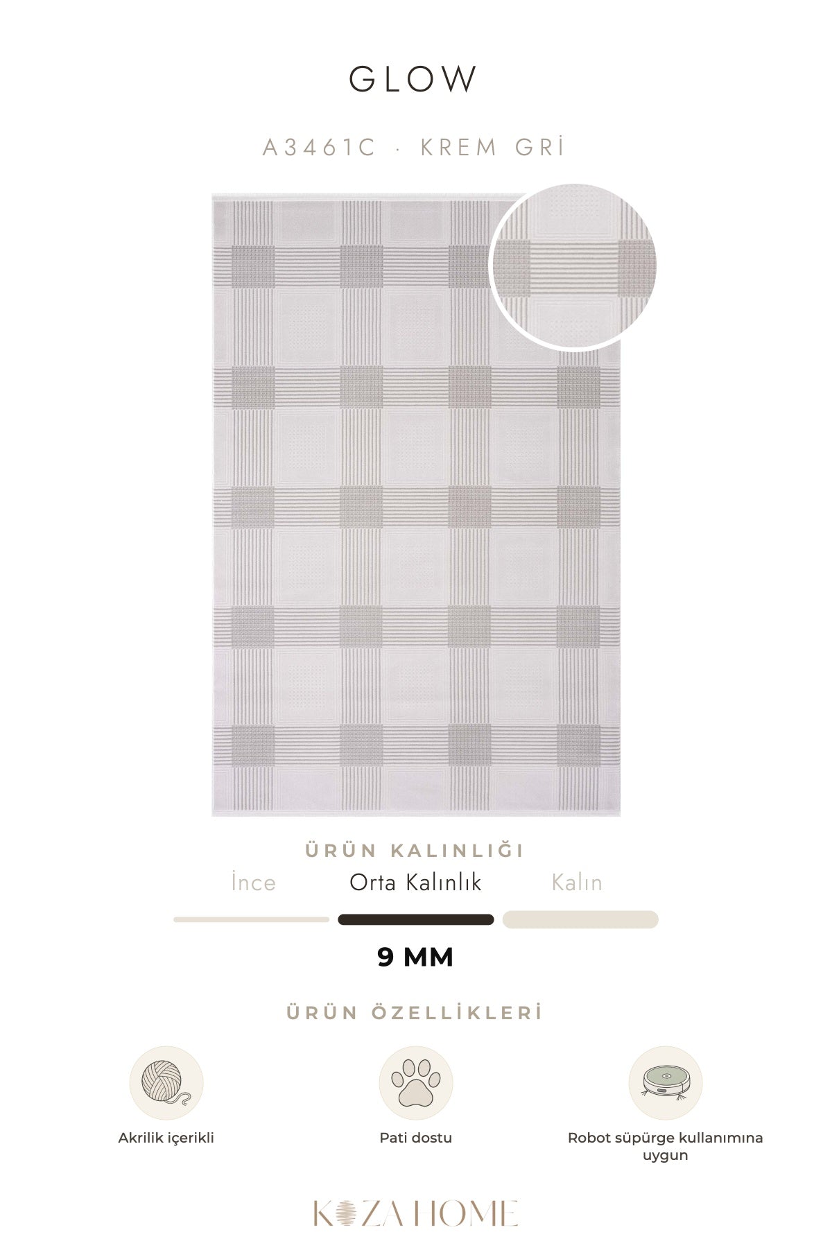 Calvin Klein Glow Krem Gri Halı A3461C
