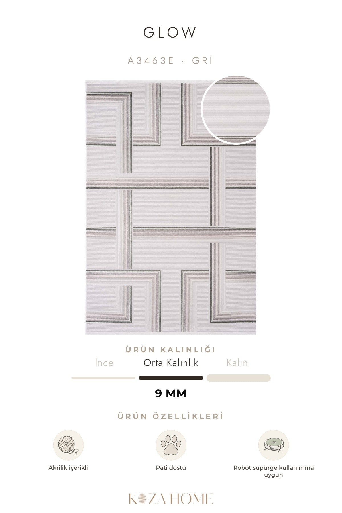 Calvin Klein Glow Gri Halı A3463E