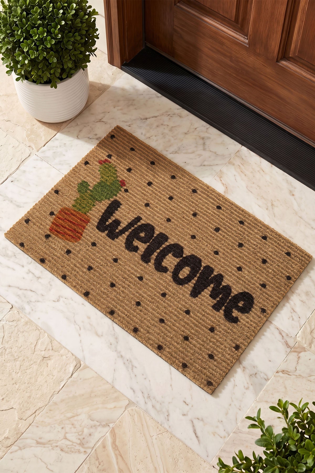 Coco Welcome Kaktüs Paspas Dış Kapı Paspası Kıl Kapı Önü Paspası 40x60 3673