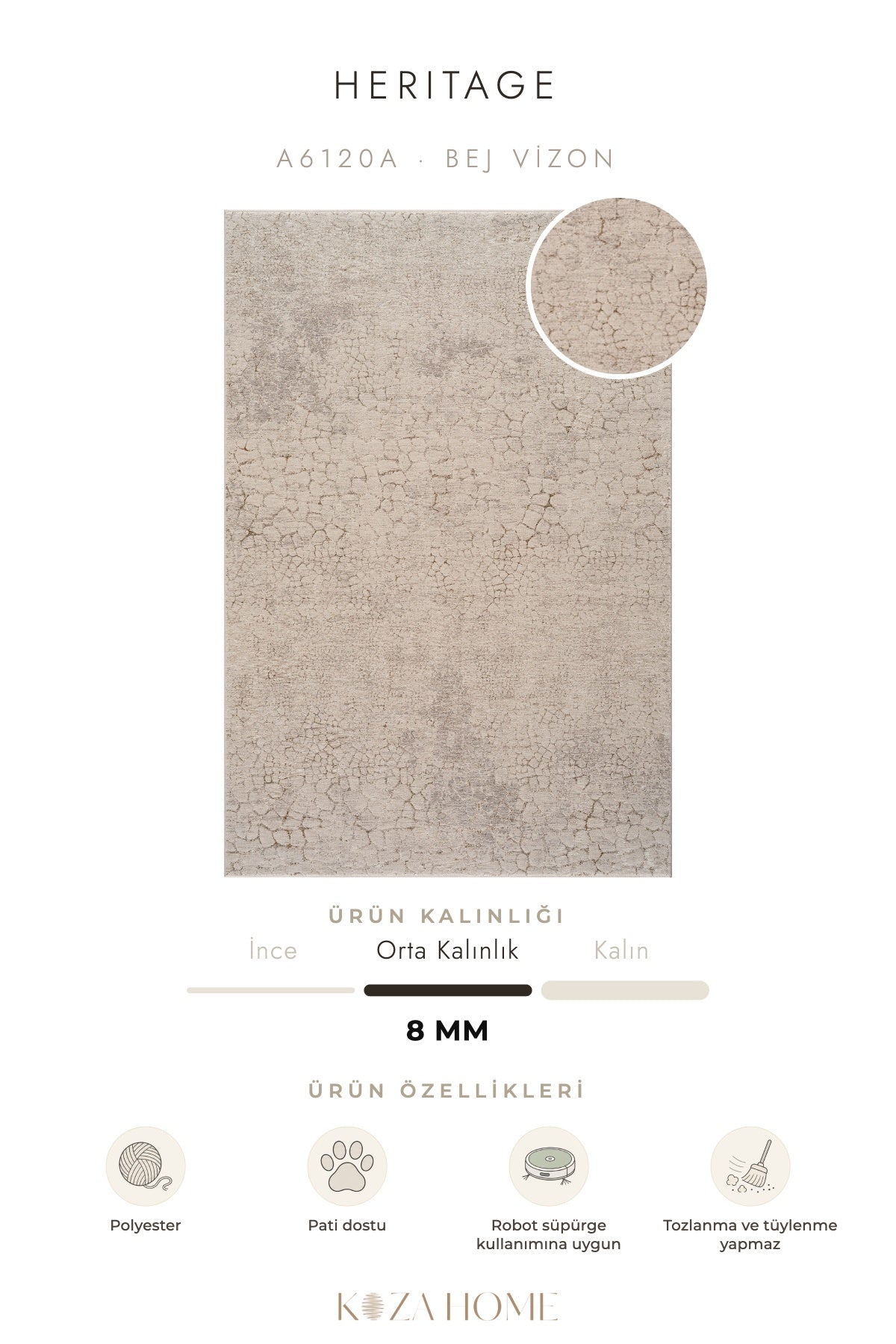 Calvin Klein Heritage Bej Vizon Halı A6120A