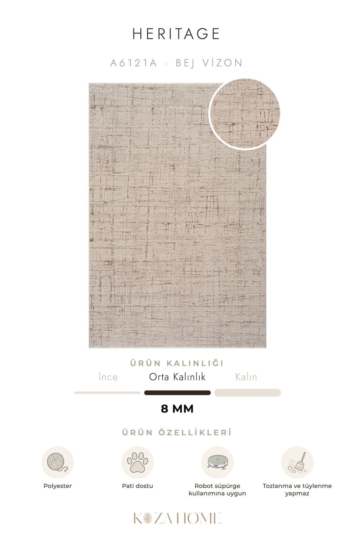 Calvin Klein Heritage Bej Vizon Halı A6121A