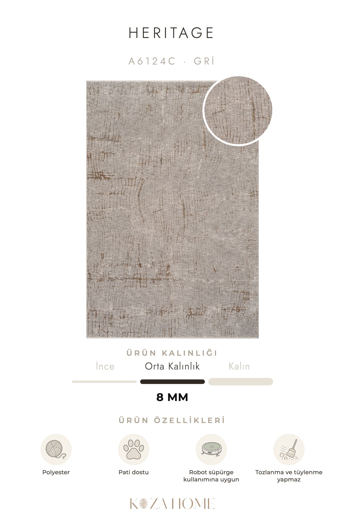 Calvin Klein Heritage Gri Halı A6124C