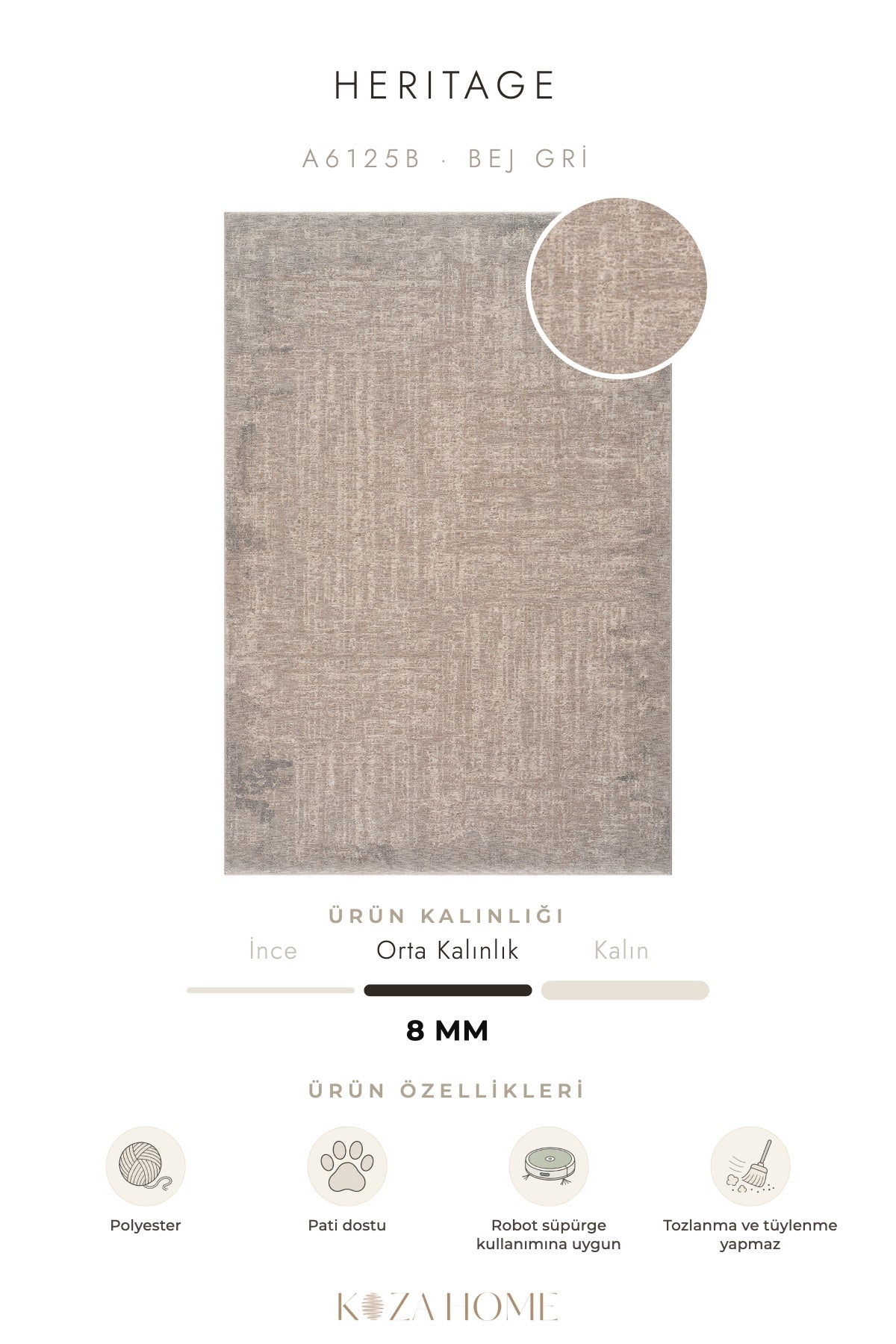 Calvin Klein Heritage Bej Gri Halı A6125B