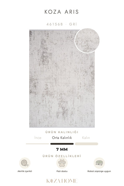 Koza Aris Gri Modern Desenli Salon Halısı 46156B
