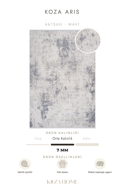 Koza Aris Mavi Modern Desenli Salon Halısı 46156H