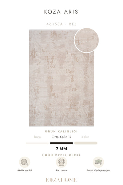 Koza Aris Bej Modern Desenli Salon Halısı 46158A