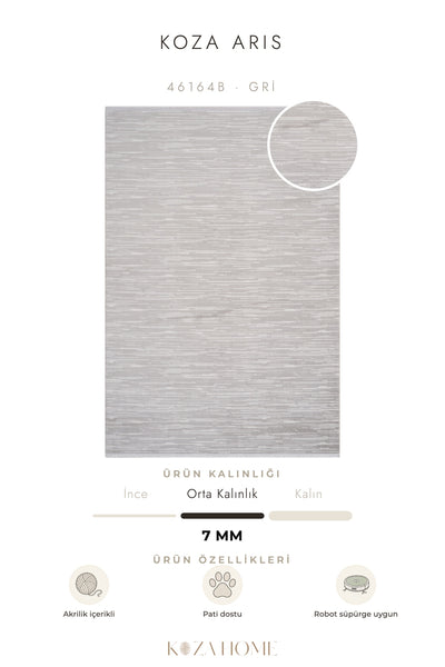 Koza Aris Gri Modern Desenli Salon Halısı 46164B